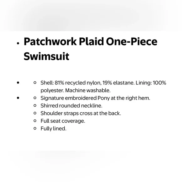 Ralph Lauren Patchwork One Piece Bathing Suit. Size 12 - Picture 2 of 10